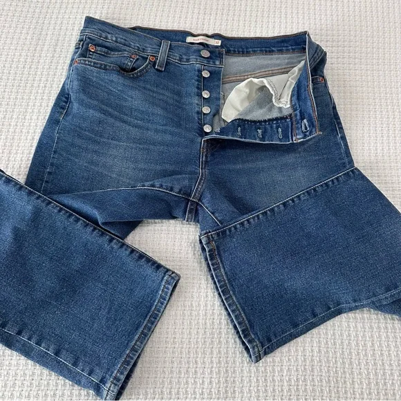 Levi's Wedgie Straight Leg Jeans Womens 32 Classic Button Fly Stretch Denim - Picture 5 of 10